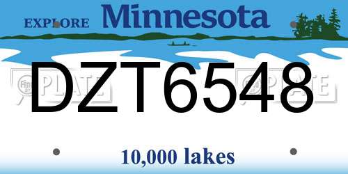 DZT6548 Minnesota License Plate