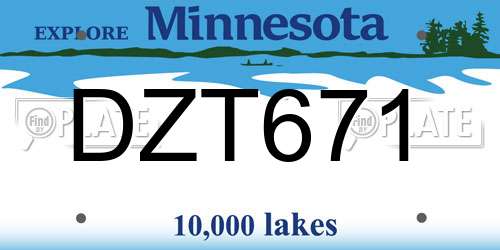 DZT671 Minnesota License Plate