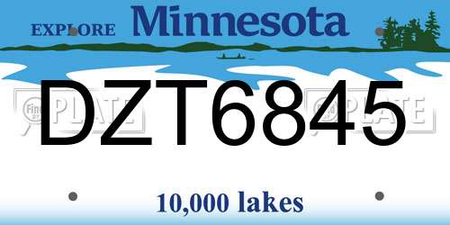 DZT6845 Minnesota License Plate