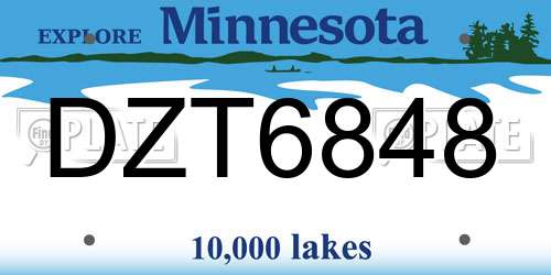 DZT6848 Minnesota License Plate
