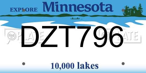 DZT796 Minnesota License Plate