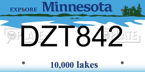 DZT842 Minnesota License Plate