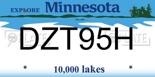 DZT95H Minnesota License Plate