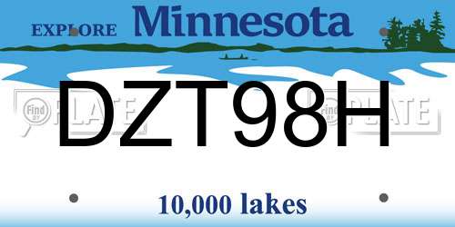 DZT98H Minnesota License Plate