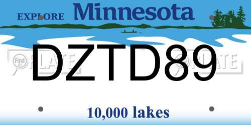 DZTD89 Minnesota License Plate