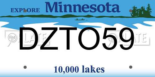 DZTO59 Minnesota License Plate