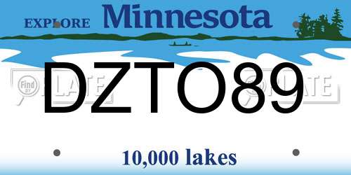 DZTO89 Minnesota License Plate