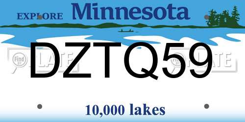 DZTQ59 Minnesota License Plate