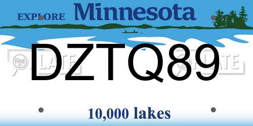 DZTQ89 Minnesota License Plate