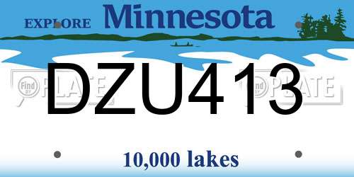 DZU413 Minnesota License Plate