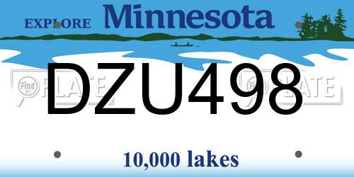 DZU498 Minnesota License Plate
