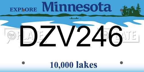 DZV246 Minnesota License Plate