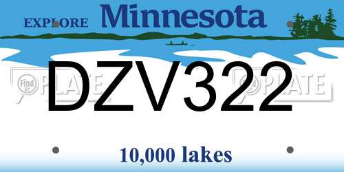 DZV322 Minnesota License Plate