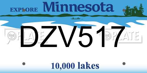 DZV517 Minnesota License Plate