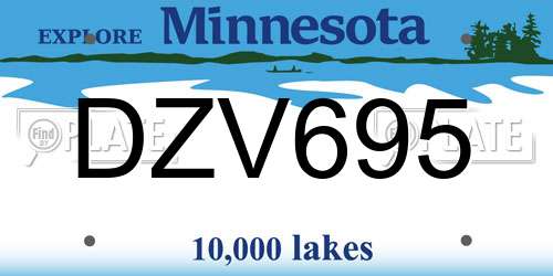 DZV695 Minnesota License Plate