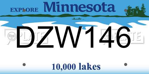 DZW146 Minnesota License Plate