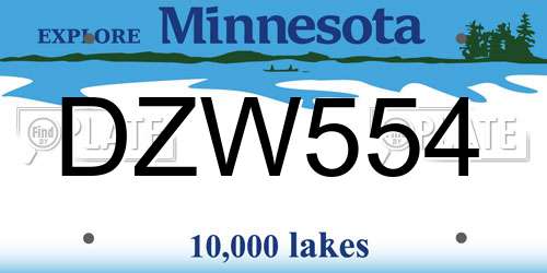 DZW554 Minnesota License Plate