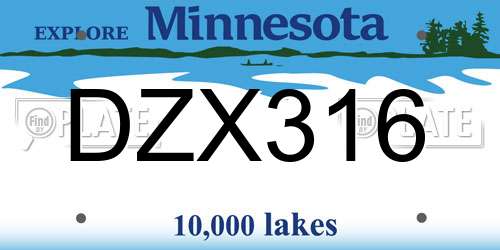 DZX316 Minnesota License Plate