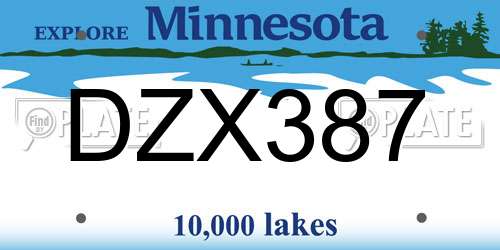 DZX387 Minnesota License Plate