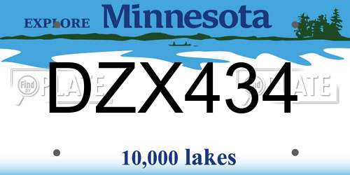 DZX434 Minnesota License Plate