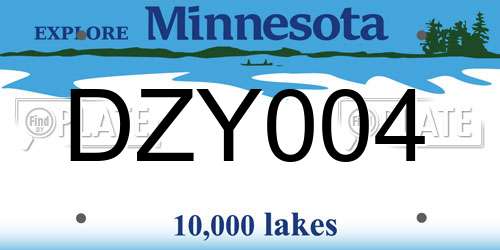 DZY004 Minnesota License Plate