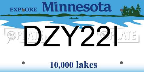 DZY22I Minnesota License Plate