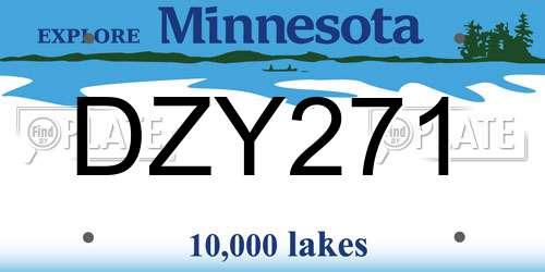 DZY271 Minnesota License Plate