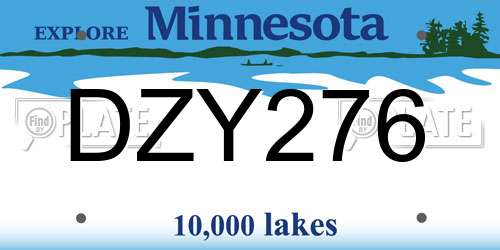 DZY276 Minnesota License Plate