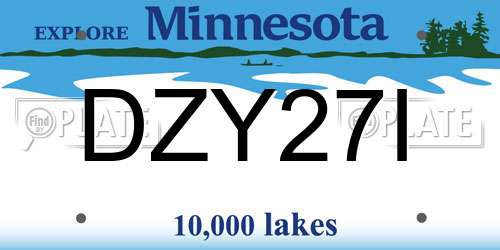 DZY27I Minnesota License Plate