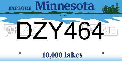 DZY464 Minnesota License Plate