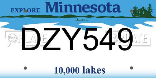 DZY549 Minnesota License Plate