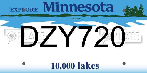 DZY720 Minnesota License Plate