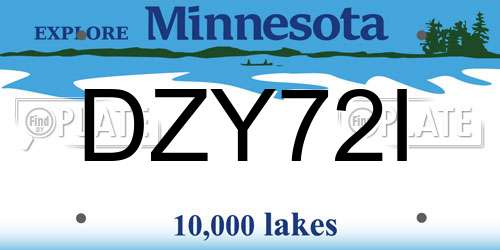 DZY72I Minnesota License Plate