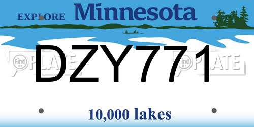 DZY771 Minnesota License Plate