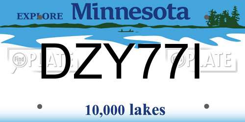 DZY77I Minnesota License Plate