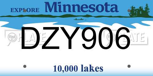 DZY906 Minnesota License Plate