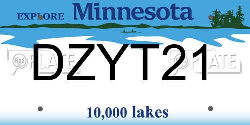 DZYT21 Minnesota License Plate