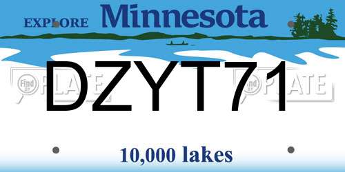 DZYT71 Minnesota License Plate
