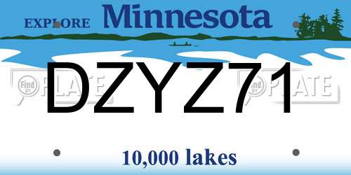DZYZ71 Minnesota License Plate