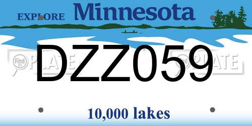 DZZ059 Minnesota License Plate