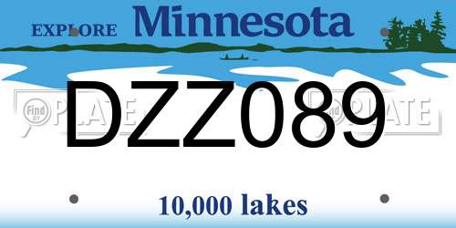 DZZ089 Minnesota License Plate
