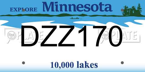 DZZ170 Minnesota License Plate