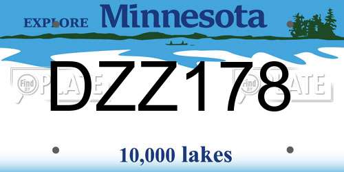 DZZ178 Minnesota License Plate