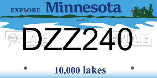 DZZ240 Minnesota License Plate
