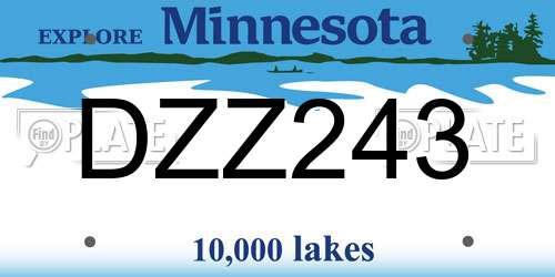 DZZ243 Minnesota License Plate