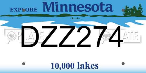 DZZ274 Minnesota License Plate