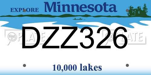 DZZ326 Minnesota License Plate