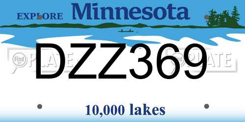 DZZ369 Minnesota License Plate