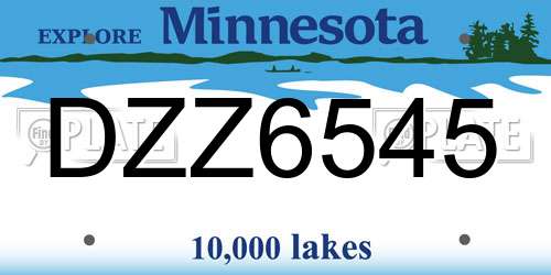 DZZ6545 Minnesota License Plate