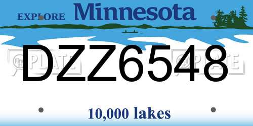 DZZ6548 Minnesota License Plate
